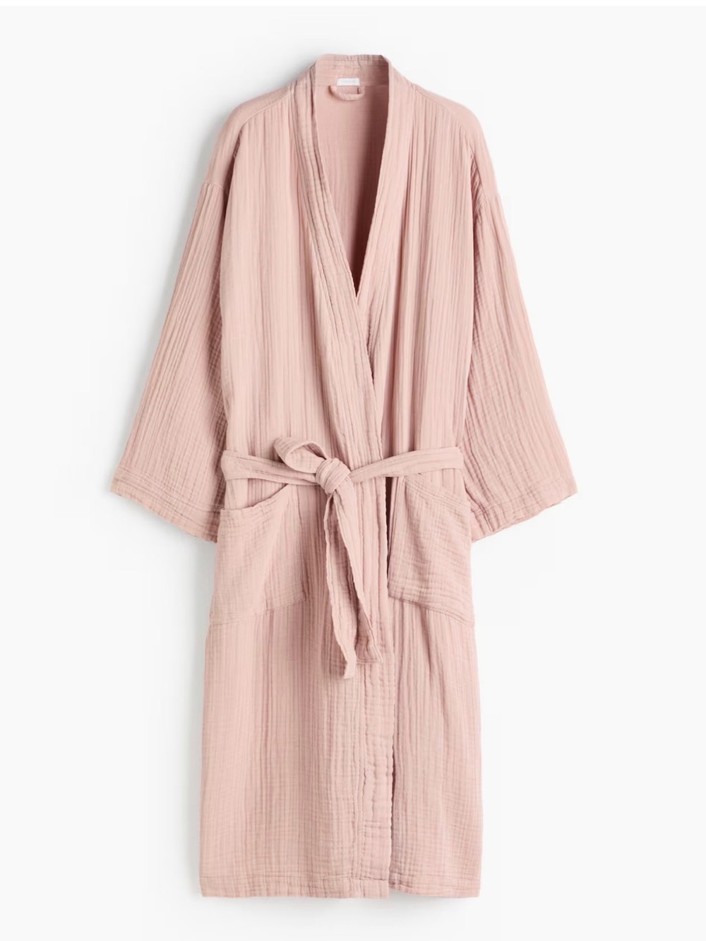 H&M Light Pink Cotton Gauze muslin bath Robe with Tie Belt